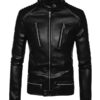 Men's Black Biker Faux Jacket