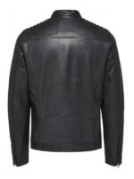 Men's Black Zip Up Biker Leather Jacket