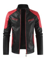 Men's Black And Red Biker Jacket