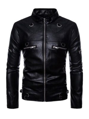 Men's Classic Biker Zipper Faux Jacket