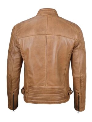 Classic Biker Tan Brown Jacket For Men