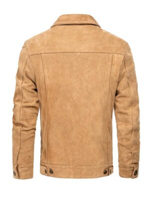 Men's Camel Brown Suede Biker Jacket