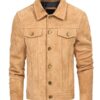 Men's Camel Brown Suede Biker Jacket