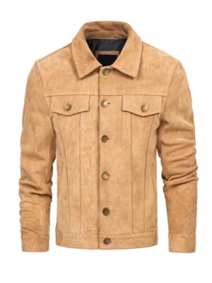 Men's Camel Brown Suede Biker Jacket