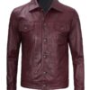 Men's Maroon Trucker Biker Jacket