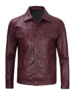 Men's Maroon Trucker Biker Jacket