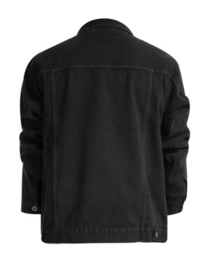 Men's Flap Pockets Black Denim Jacket