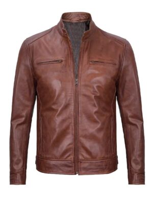 Men's Classic Biker Brown Leather Jacket