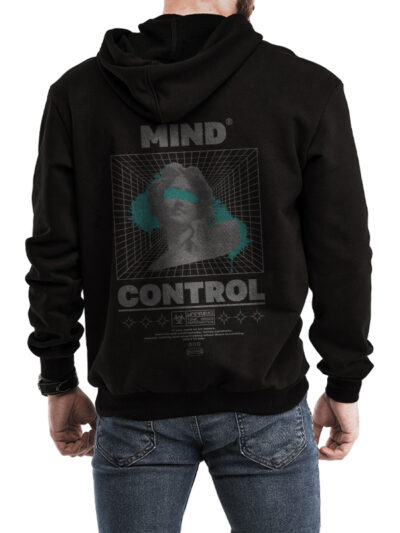 Men's Mind Control Black Printed Hoodie