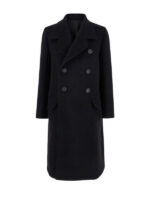 Men's Double Breasted Black Wool Coat