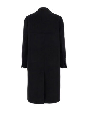 Men's Double Breasted Black Wool Coat