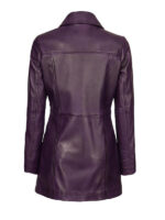 Women's Purple Leather Car Coat