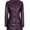 Women's Purple Leather Car Coat