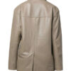 Women's 3/4 Quarter Beige Leather Coat