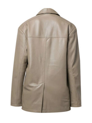 Women's 3/4 Quarter Beige Leather Coat