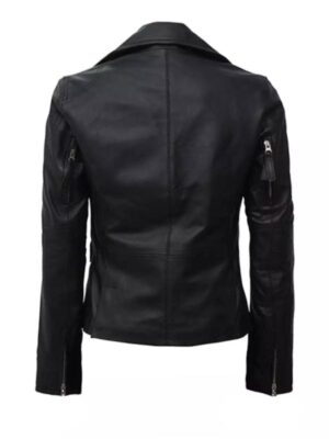 Women's Black Leather Biker Jacket