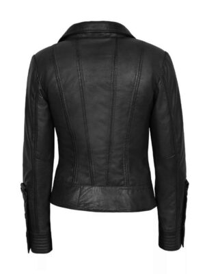 Women's Black Leather Biker Jacket