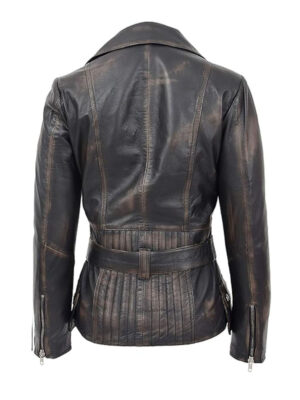 Women's Asymmetrical Zipper Black Leather Jacket