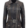 Women's Asymmetrical Zipper Black Leather Jacket