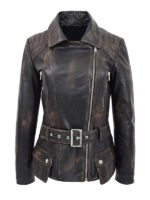 Women's Asymmetrical Zipper Black Leather Jacket