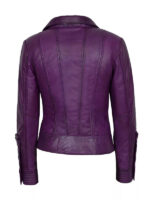 Women's Purple Leather Biker Jacket