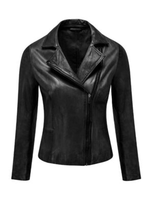 Women's Black Zip Up Leather Jacket
