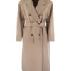 Women's Beige Belted Wool Long Coat