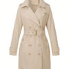 Women's Double Breasted Leather Trench Coat