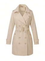 Women's Double Breasted Leather Trench Coat