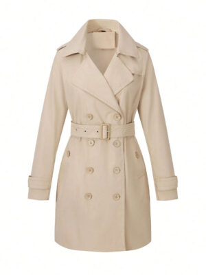 Women's Double Breasted Leather Trench Coat