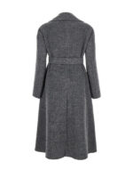 Women's Grey Belted Long Wool Coat