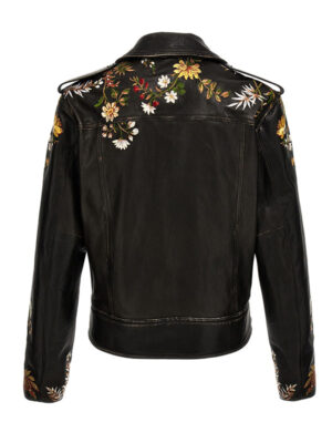 Women's Black Flower Embraided Jacket