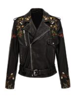 Women's Black Flower Embraided Jacket