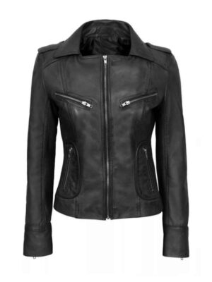 Women's Slim Fit Black Leather Jacket