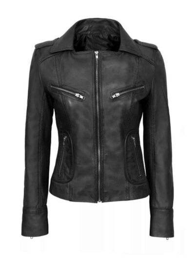 Women's Slim Fit Black Leather Jacket