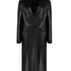 Women's Black Leather Trench Coat