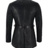 Women's Black Mid-length Leather Coat