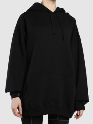Women's Black Oversized Fleece Hoodie