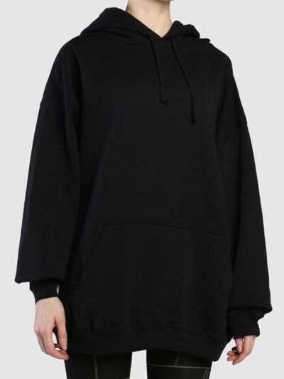 Women's Black Oversized Fleece Hoodie