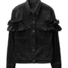 Women's Long Sleeve Black Denim Jacket