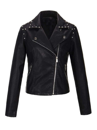 Women's Black Studded Leather Jacket