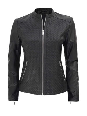 Women's Slim Fit Textured Leather Jacket