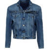 Women's Blue Cargo Cropped Denim Jacket