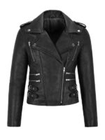 Women's Slim Fit Biker Black Jacket