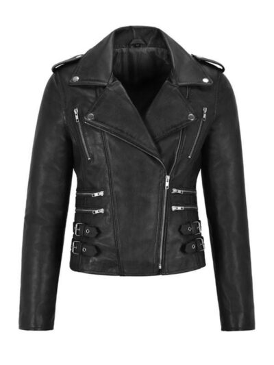 Women's Slim Fit Biker Black Jacket