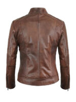 Women's Cafe Racer Waxed Leather Jacket