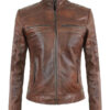 Women's Cafe Racer Waxed Leather Jacket