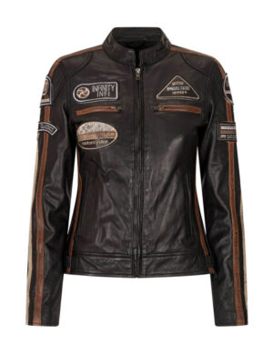 Women's Brown Biker Leather Jacket