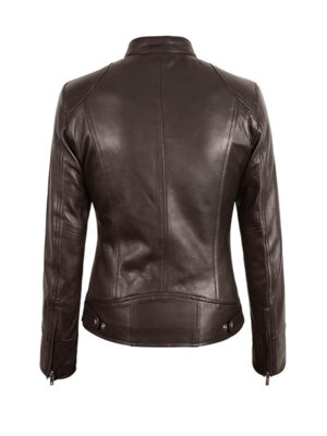 Women's Brown Cafe Racer Leather Jacket