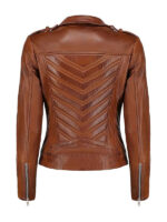 Women's motorcycle Zip up Brown Leather Jacket